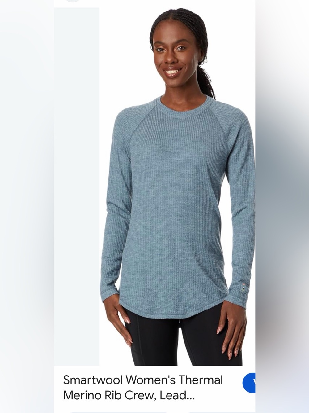 NWT Smartwool Women's Lead Blue Merino Rib Long-Sleeve Crew